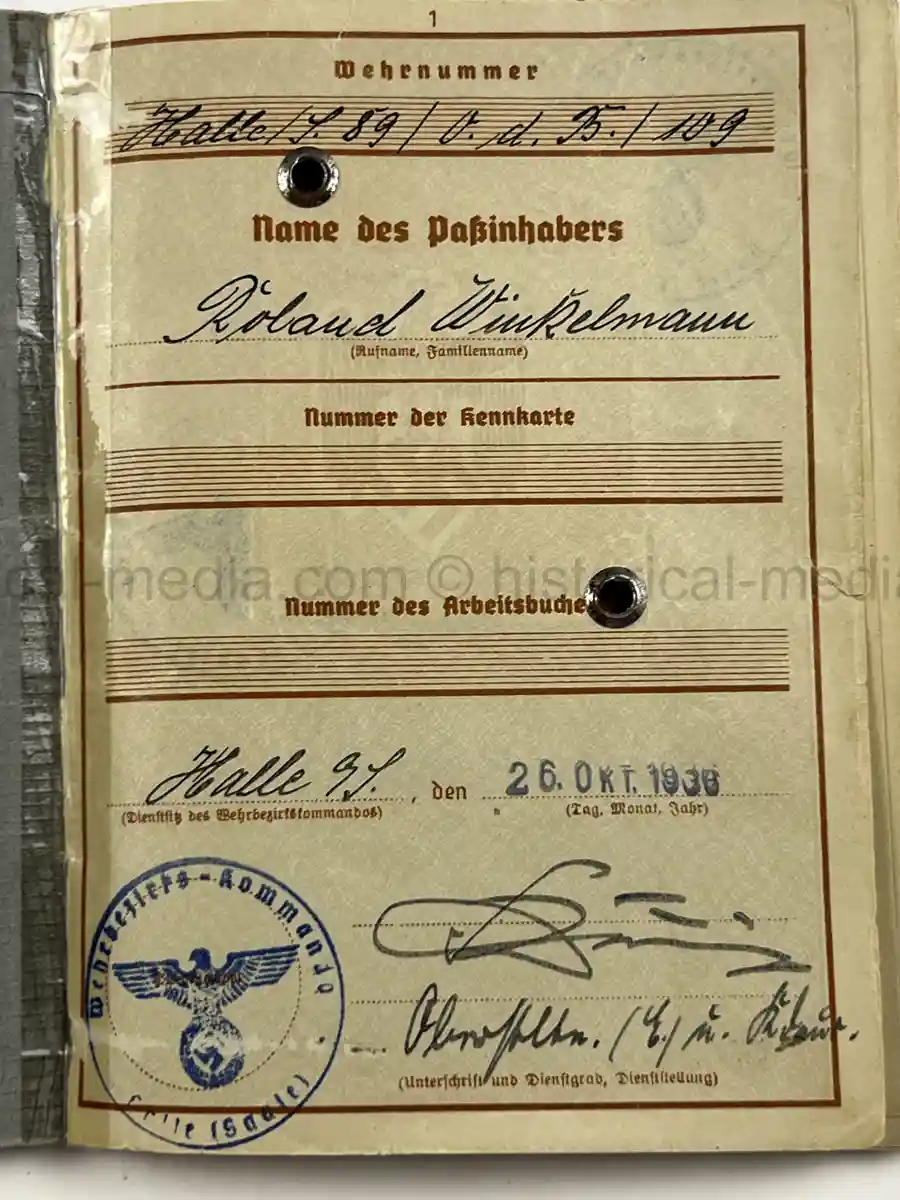 WEHRPASS & FÜHRERSCHEIN GROUP – HAUPTMANN VIKTOR ROLAND WINKELMANN – PANZER-ABWEHR-ABT. 563 – POLENFELDZUG – WARTHE FRONT