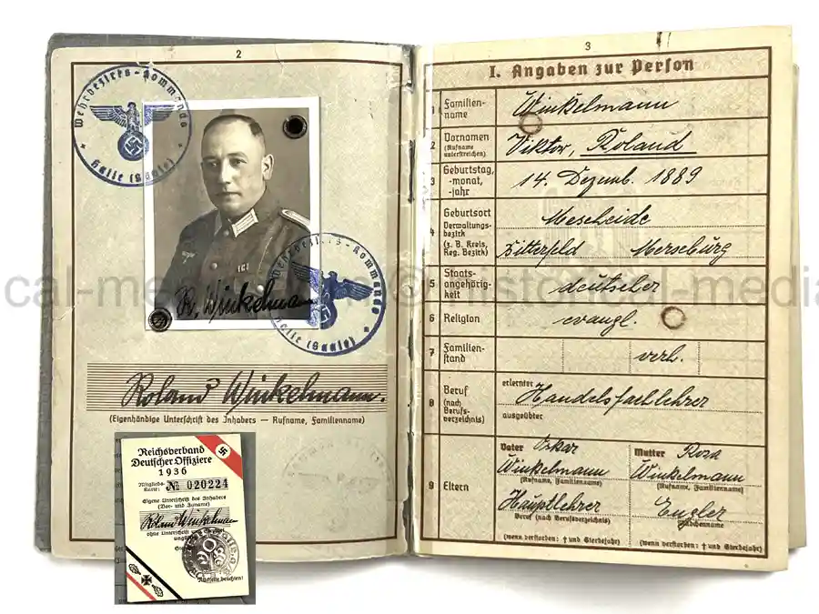 WEHRPASS & FÜHRERSCHEIN GROUP – HAUPTMANN VIKTOR ROLAND WINKELMANN – PANZER-ABWEHR-ABT. 563 – POLENFELDZUG – WARTHE FRONT