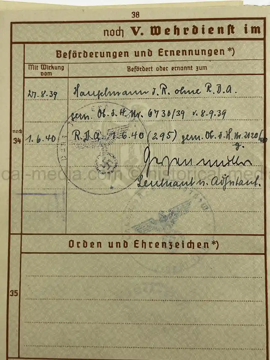 WEHRPASS & FÜHRERSCHEIN GROUP – HAUPTMANN VIKTOR ROLAND WINKELMANN – PANZER-ABWEHR-ABT. 563 – POLENFELDZUG – WARTHE FRONT