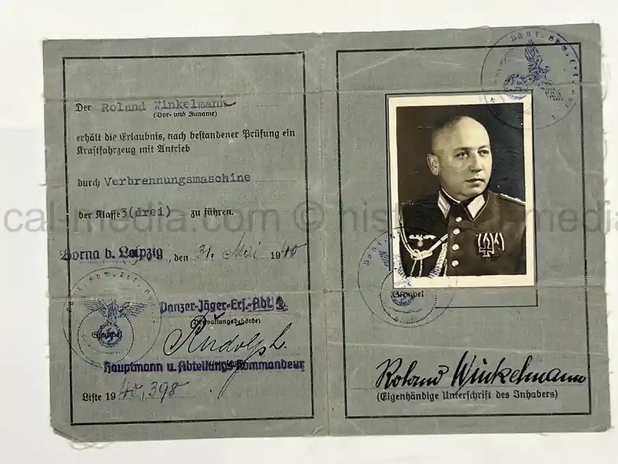 WEHRPASS & FÜHRERSCHEIN GROUP – HAUPTMANN VIKTOR ROLAND WINKELMANN – PANZER-ABWEHR-ABT. 563 – POLENFELDZUG – WARTHE FRONT