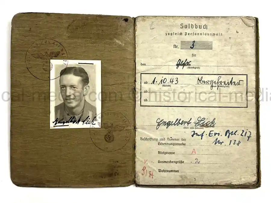 SOLDBUCH – ENGELBERT SICK – (SF.) PANZER-ARTILLERIE-REGIMENT 27 – 17. PANZER-DIVISION – EASTERN FRONT – WESPE / HUMMEL