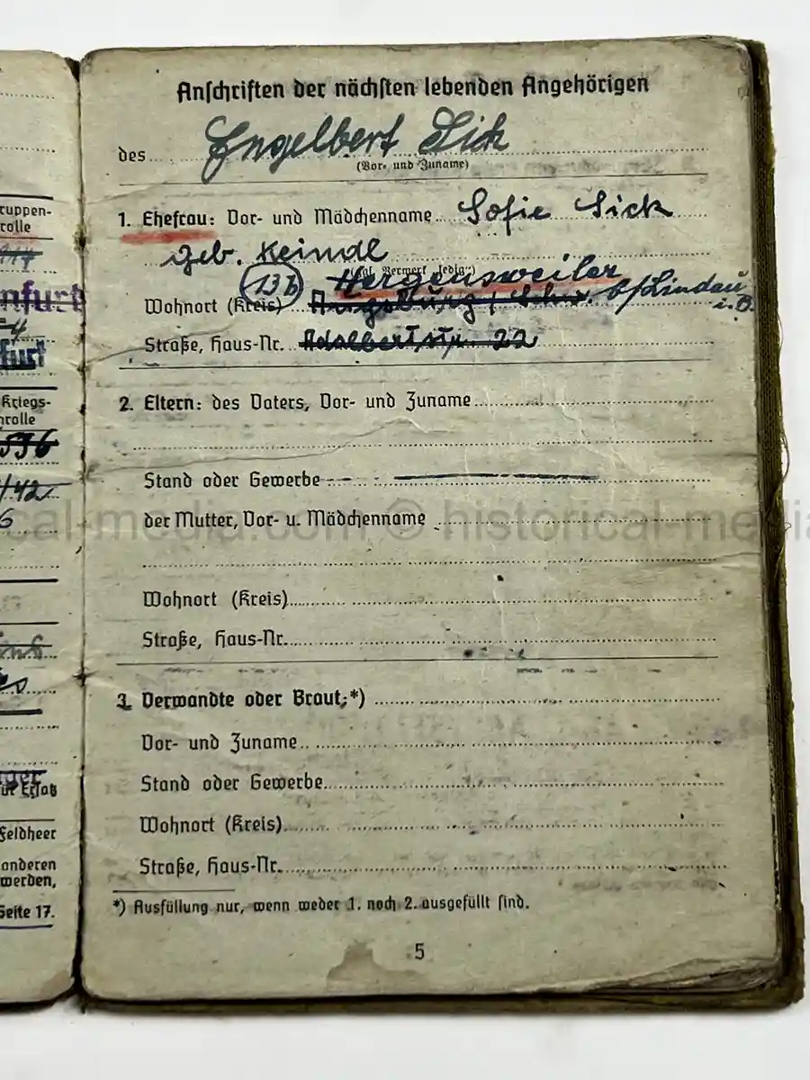 SOLDBUCH – ENGELBERT SICK – (SF.) PANZER-ARTILLERIE-REGIMENT 27 – 17. PANZER-DIVISION – EASTERN FRONT – WESPE / HUMMEL