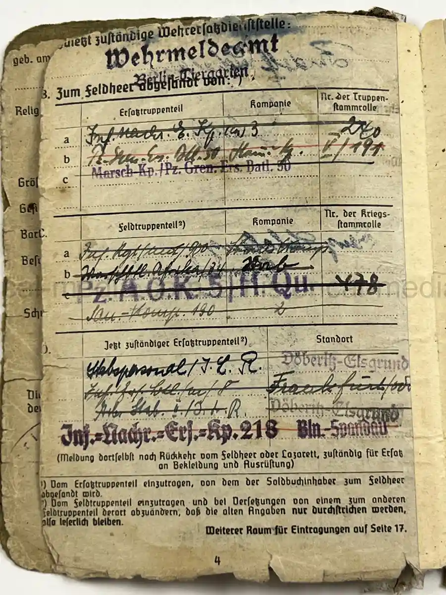 AFRIKAKORPS SOLDBUCH – RUDOLF SCHELENZ – INFANTERIE-LEHR-REGIMENT - LEHR BRIGADE (MOT.) 900 – AFRIKA (PANZER A.O.K. 5) - EXCHANGED POW
