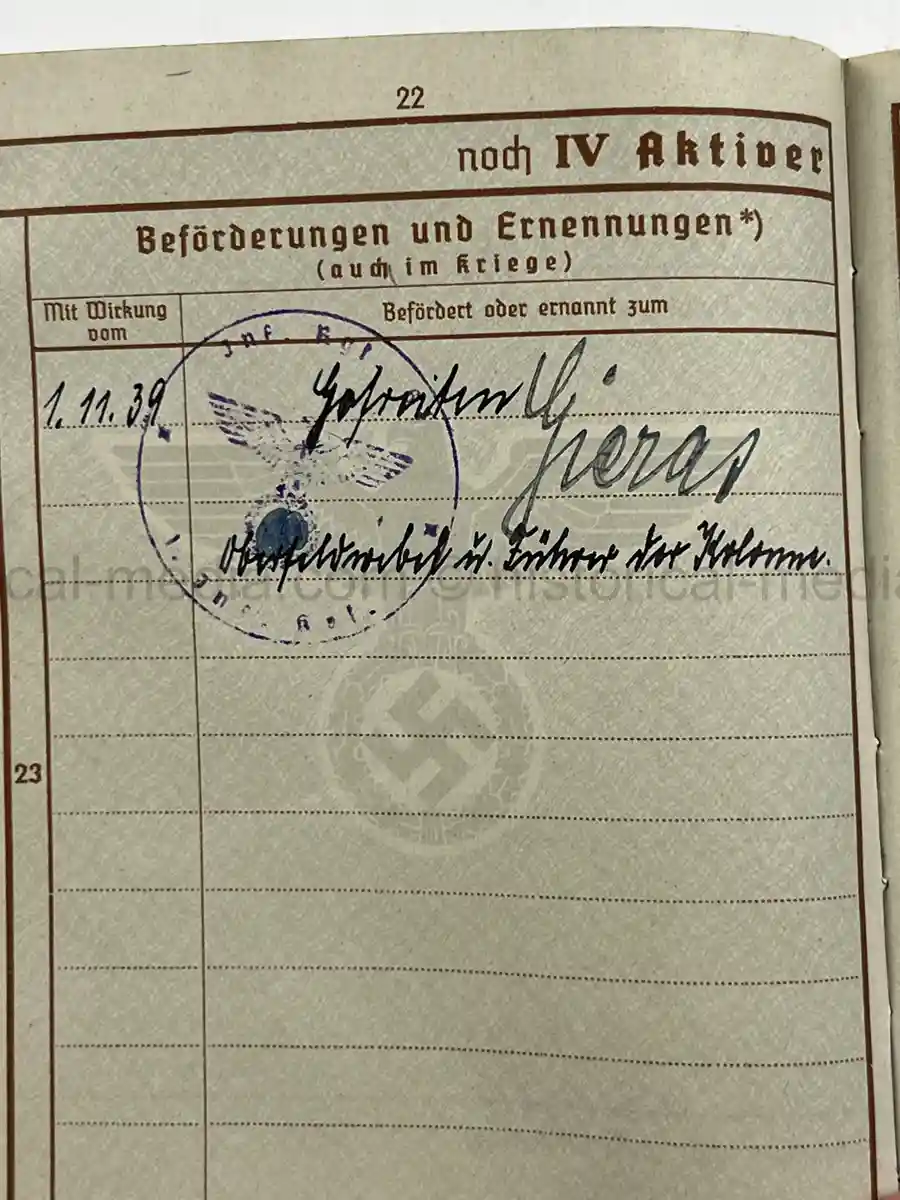 WEHRPASS – WILHELM DETZNER – OBERGEFREITER – 4. PANZER-DIVISION – 1939 POLAND CAMPAIGN