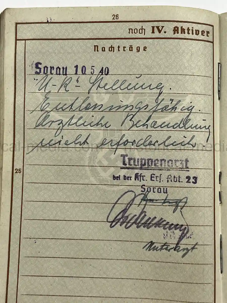 WEHRPASS – WILHELM DETZNER – OBERGEFREITER – 4. PANZER-DIVISION – 1939 POLAND CAMPAIGN