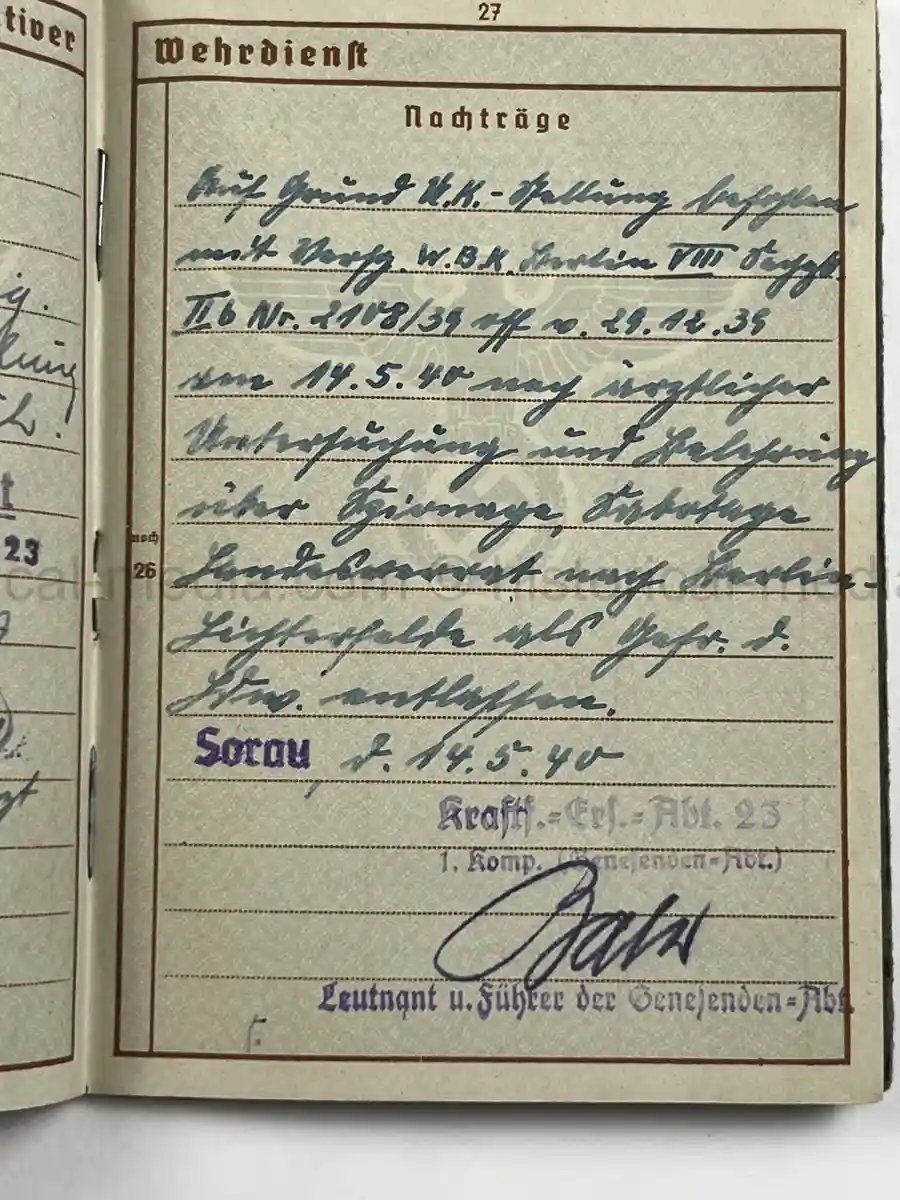 WEHRPASS – WILHELM DETZNER – OBERGEFREITER – 4. PANZER-DIVISION – 1939 POLAND CAMPAIGN