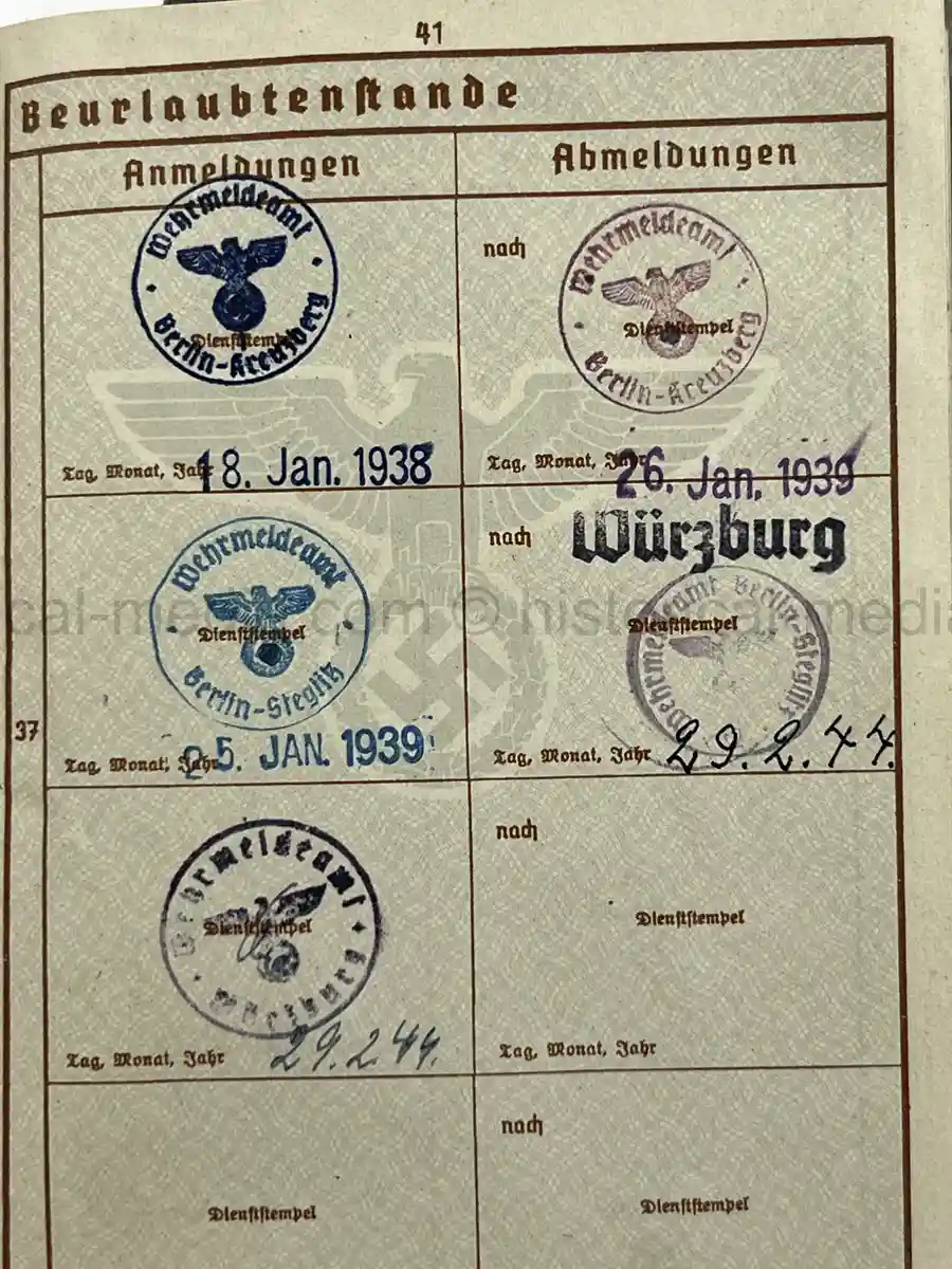 WEHRPASS – WILHELM DETZNER – OBERGEFREITER – 4. PANZER-DIVISION – 1939 POLAND CAMPAIGN
