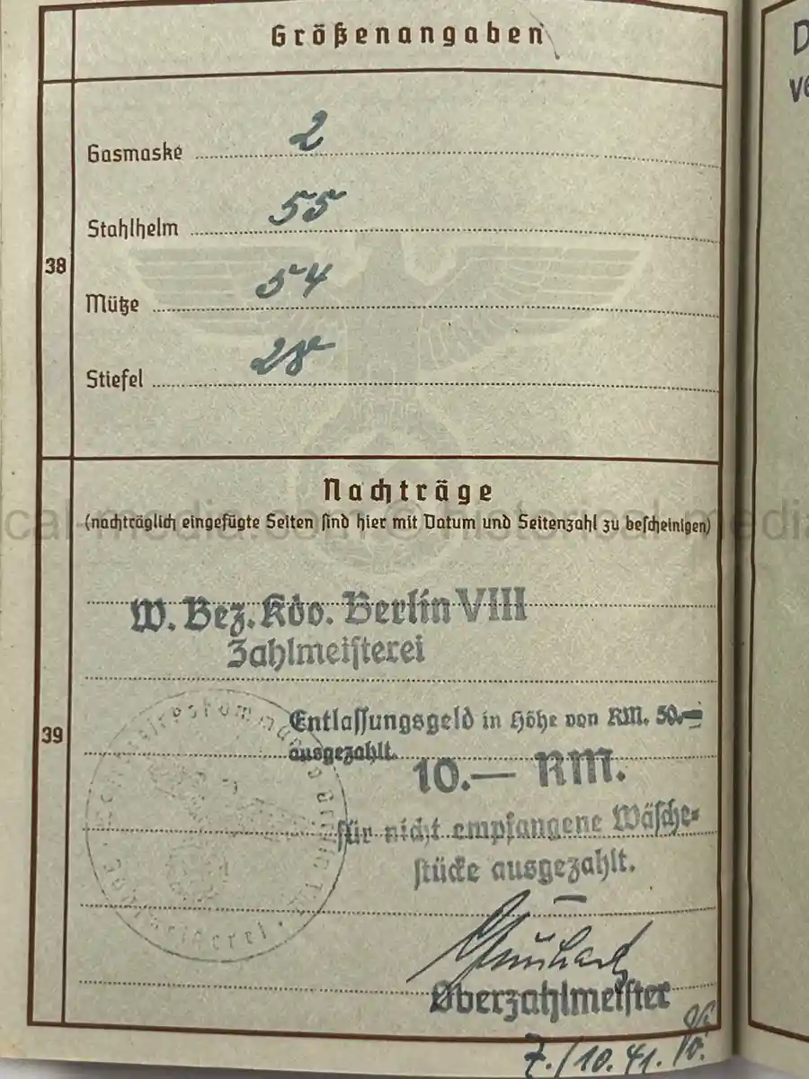 WEHRPASS – WILHELM DETZNER – OBERGEFREITER – 4. PANZER-DIVISION – 1939 POLAND CAMPAIGN