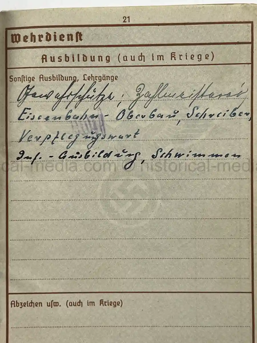 WEHRPASS – ERICH BAURIES – PIONIER-ZUG DER LANDESPOLIZEI DANZIG – WESTERPLATTE – 60. INFANTERIE-DIVISION