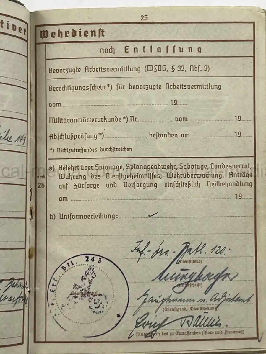 WEHRPASS – ERICH BAURIES – PIONIER-ZUG DER LANDESPOLIZEI DANZIG – WESTERPLATTE – 60. INFANTERIE-DIVISION