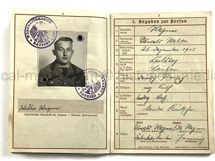 WEHRPASS – RUDOLF SASSE – ARTILLERIE-REGIMENT 229 (197. INF.-DIV.) – KIA MAY 8, 1944