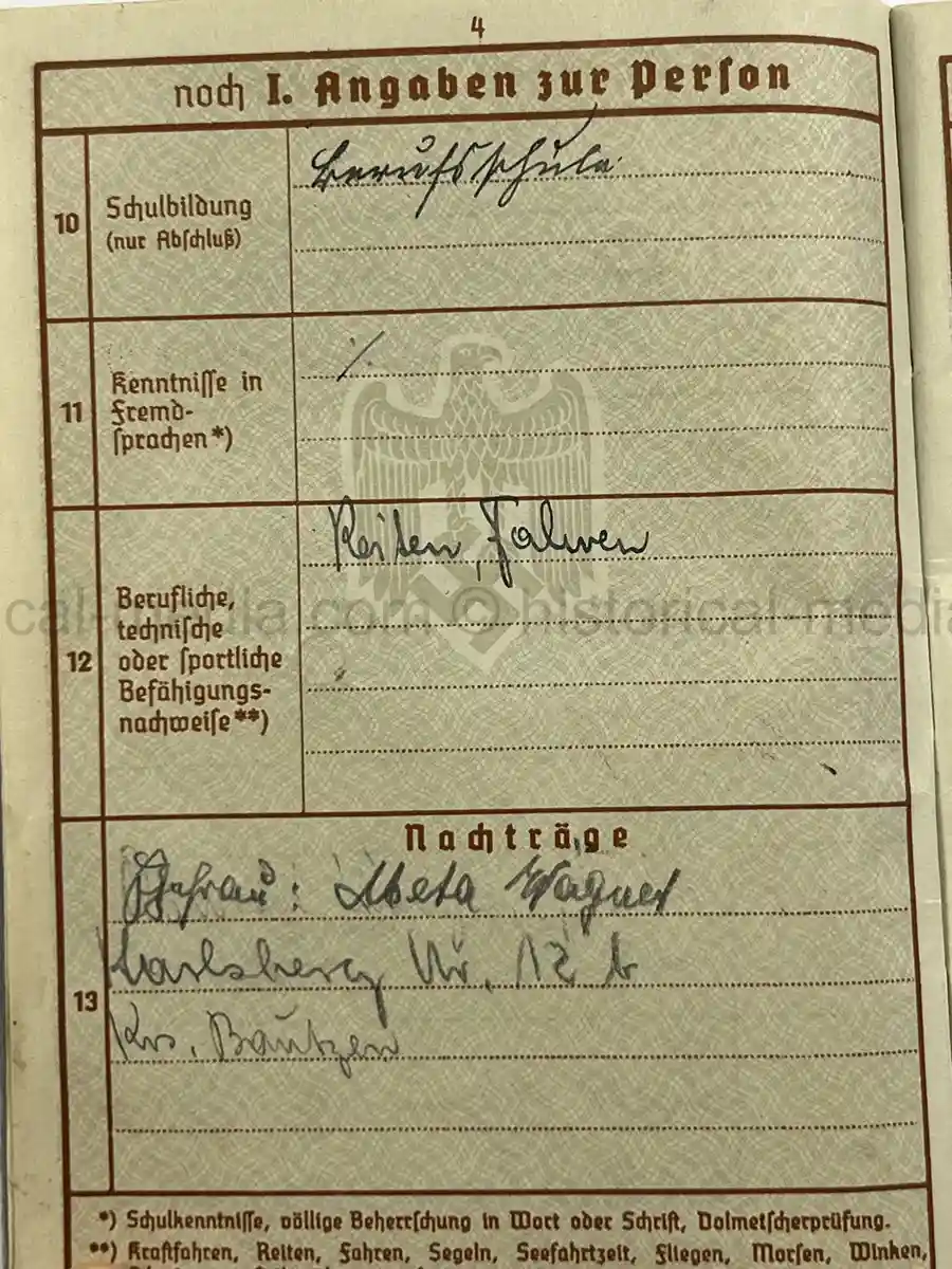 WEHRPASS – RUDOLF SASSE – ARTILLERIE-REGIMENT 229 (197. INF.-DIV.) – KIA MAY 8, 1944