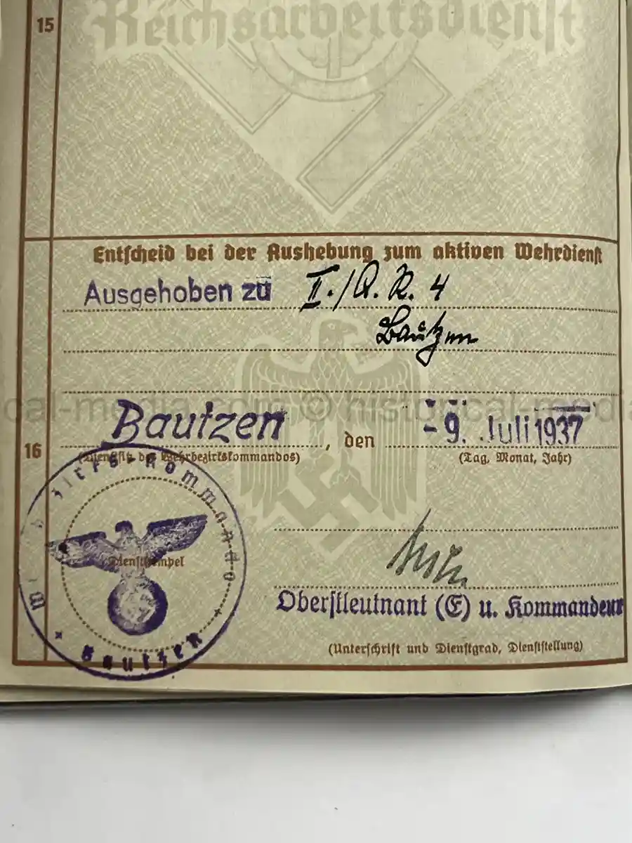 WEHRPASS – RUDOLF SASSE – ARTILLERIE-REGIMENT 229 (197. INF.-DIV.) – KIA MAY 8, 1944