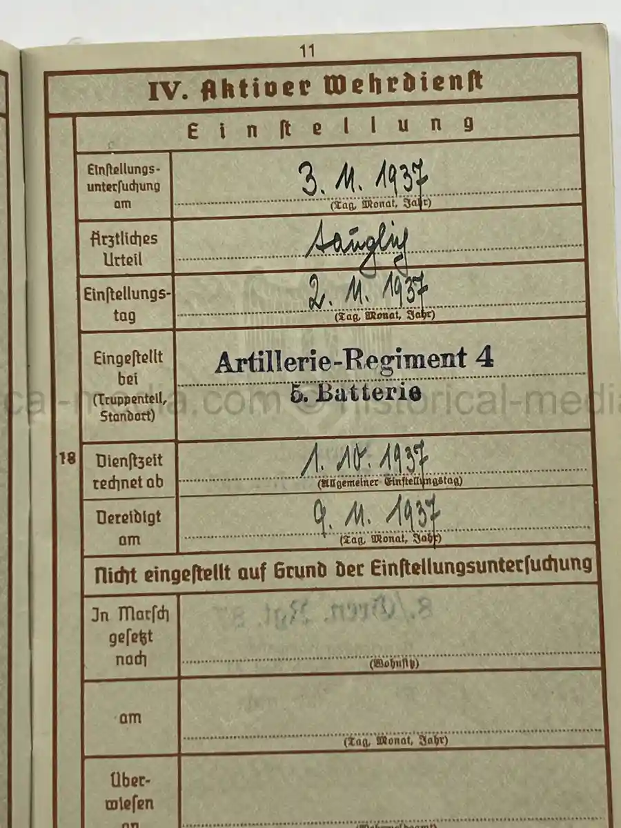 WEHRPASS – RUDOLF SASSE – ARTILLERIE-REGIMENT 229 (197. INF.-DIV.) – KIA MAY 8, 1944