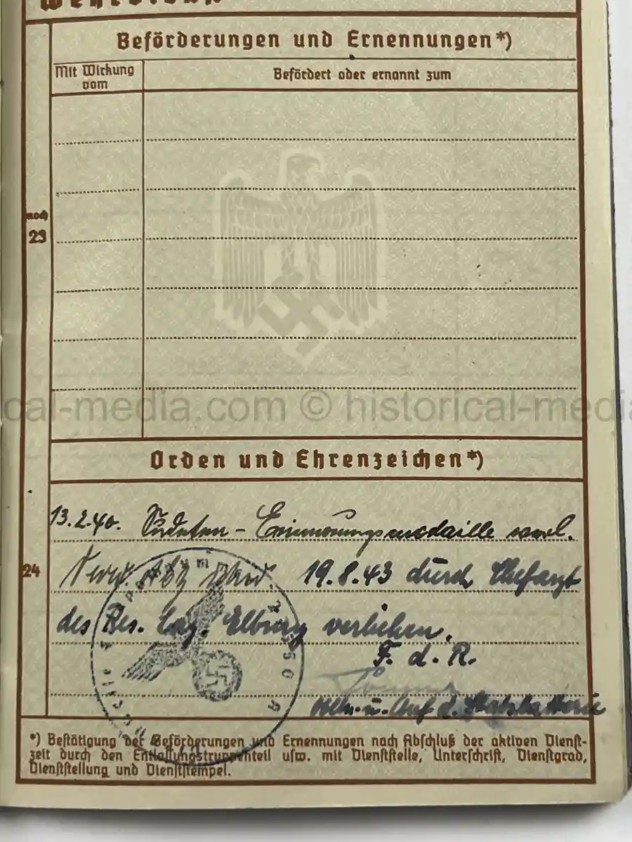 WEHRPASS – RUDOLF SASSE – ARTILLERIE-REGIMENT 229 (197. INF.-DIV.) – KIA MAY 8, 1944