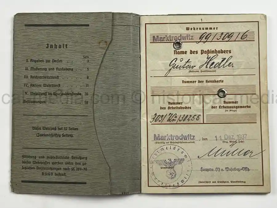 WEHRPASS – OTTO STIERLE – SCHÜTZEN-FELD-ERSATZ-KOMP. 46