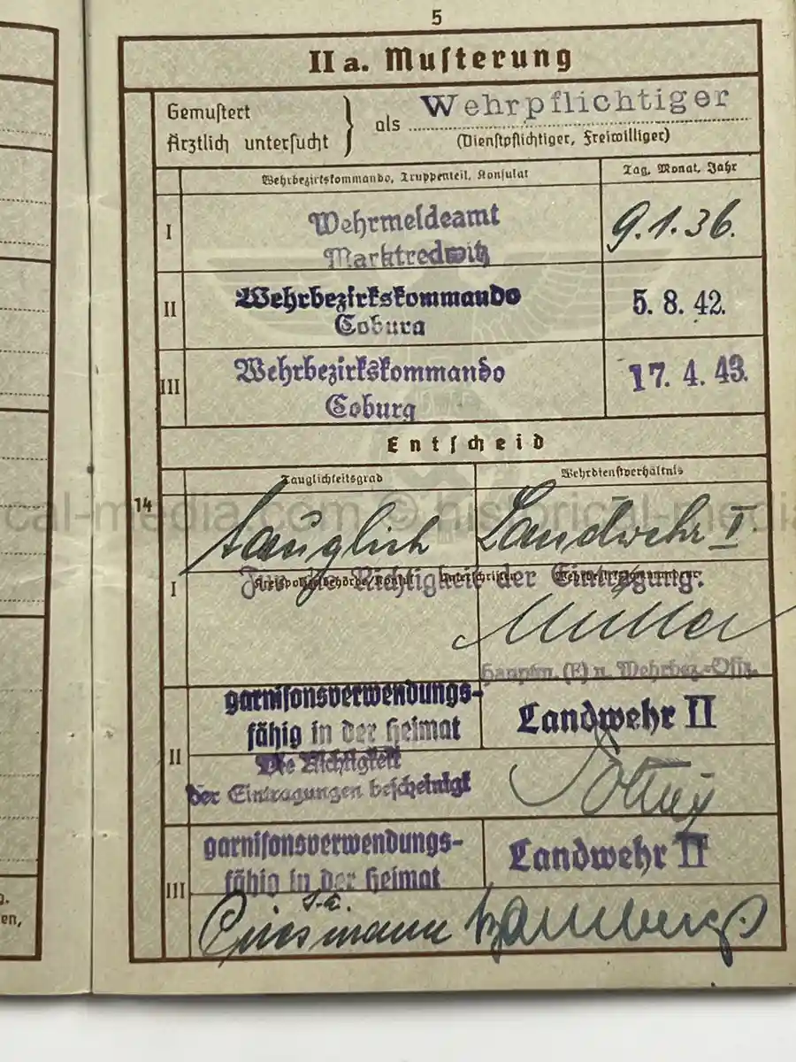 WEHRPASS – OTTO STIERLE – SCHÜTZEN-FELD-ERSATZ-KOMP. 46