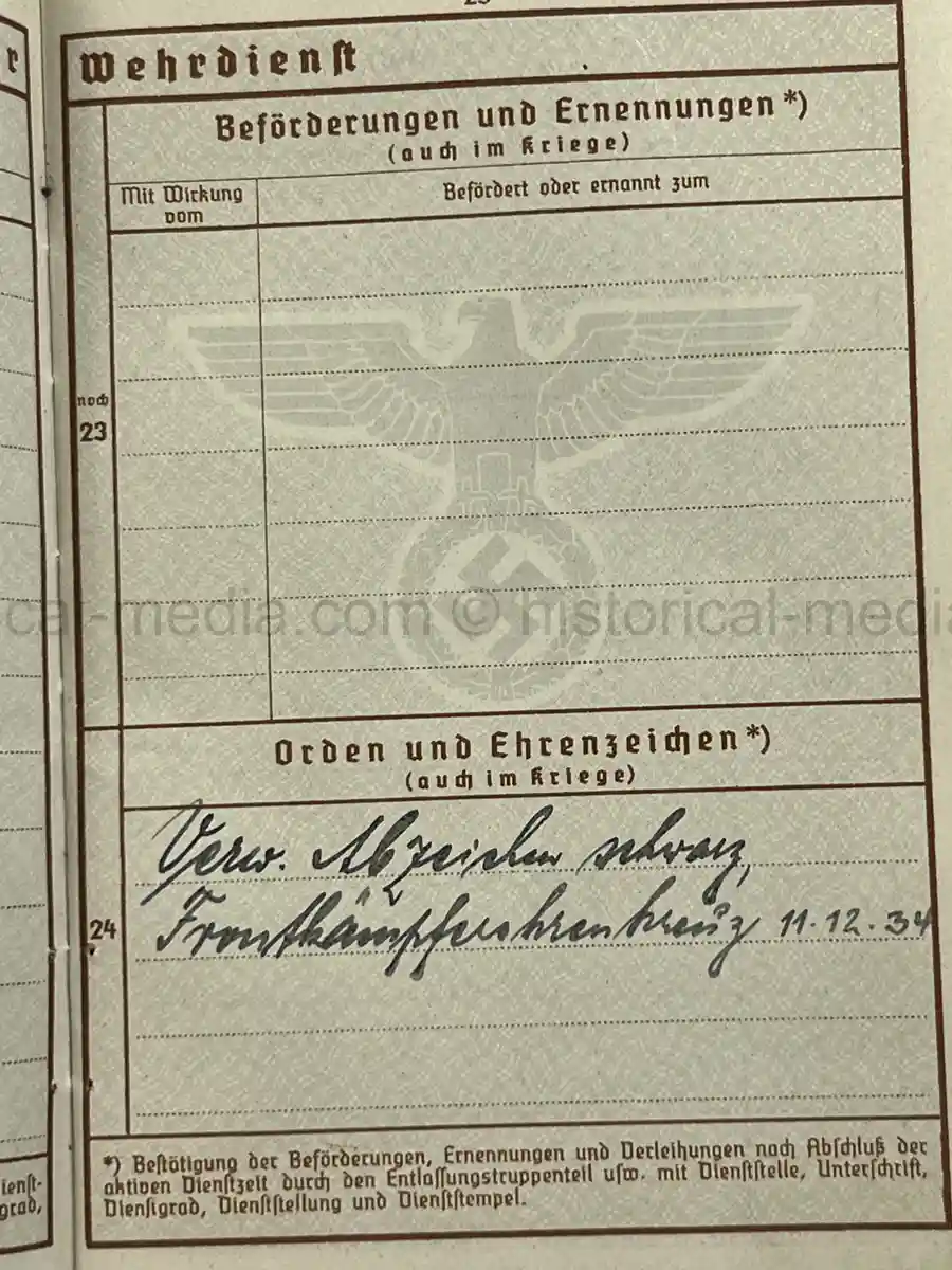 WEHRPASS – OTTO STIERLE – SCHÜTZEN-FELD-ERSATZ-KOMP. 46