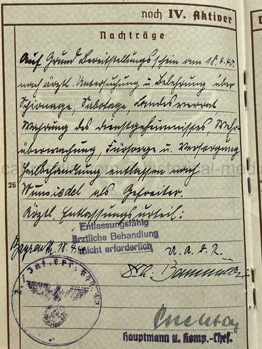 WEHRPASS – OTTO STIERLE – SCHÜTZEN-FELD-ERSATZ-KOMP. 46