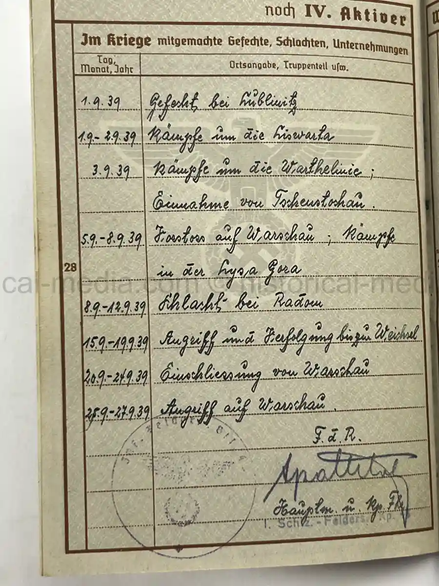 WEHRPASS – OTTO STIERLE – SCHÜTZEN-FELD-ERSATZ-KOMP. 46