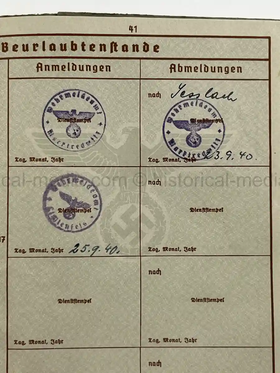 WEHRPASS – OTTO STIERLE – SCHÜTZEN-FELD-ERSATZ-KOMP. 46