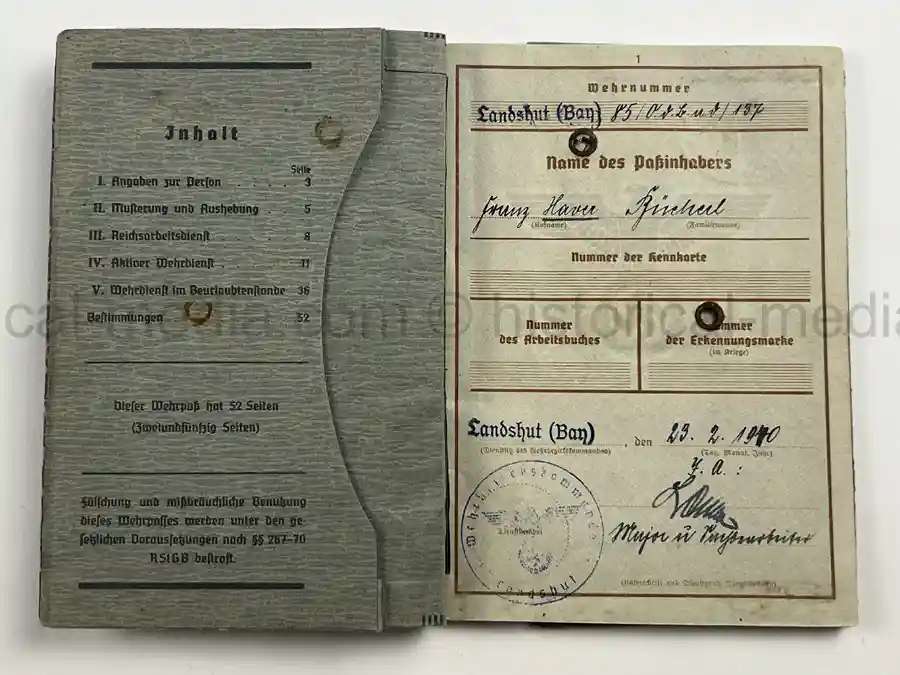 WEHRPASS – FRANZ XAVER BÜCHERL – FREIKORPS EPP / BAYERISCHE SCHÜTZENBRIGADE 21