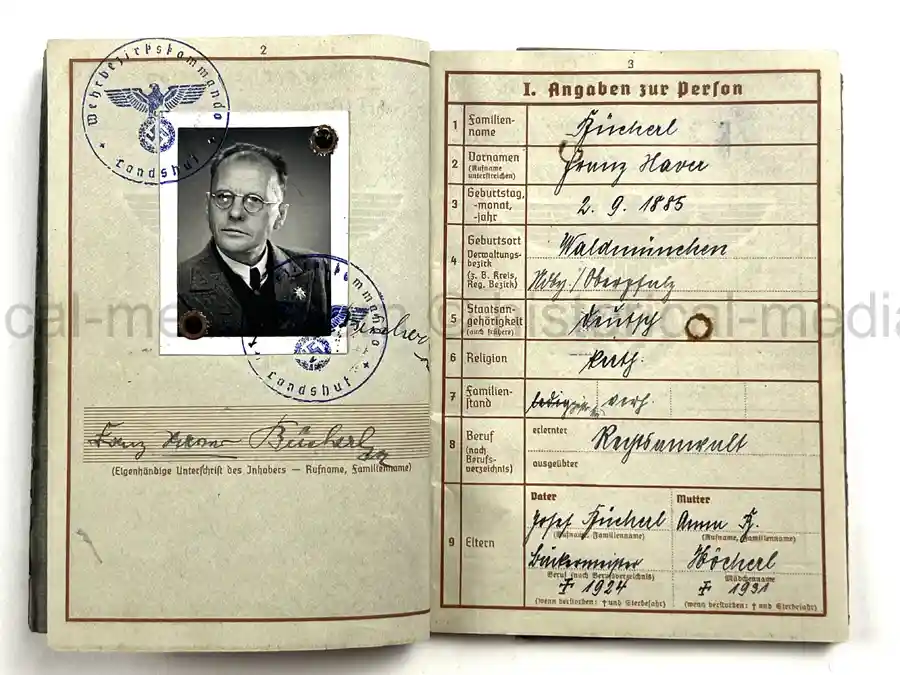 WEHRPASS – FRANZ XAVER BÜCHERL – FREIKORPS EPP / BAYERISCHE SCHÜTZENBRIGADE 21