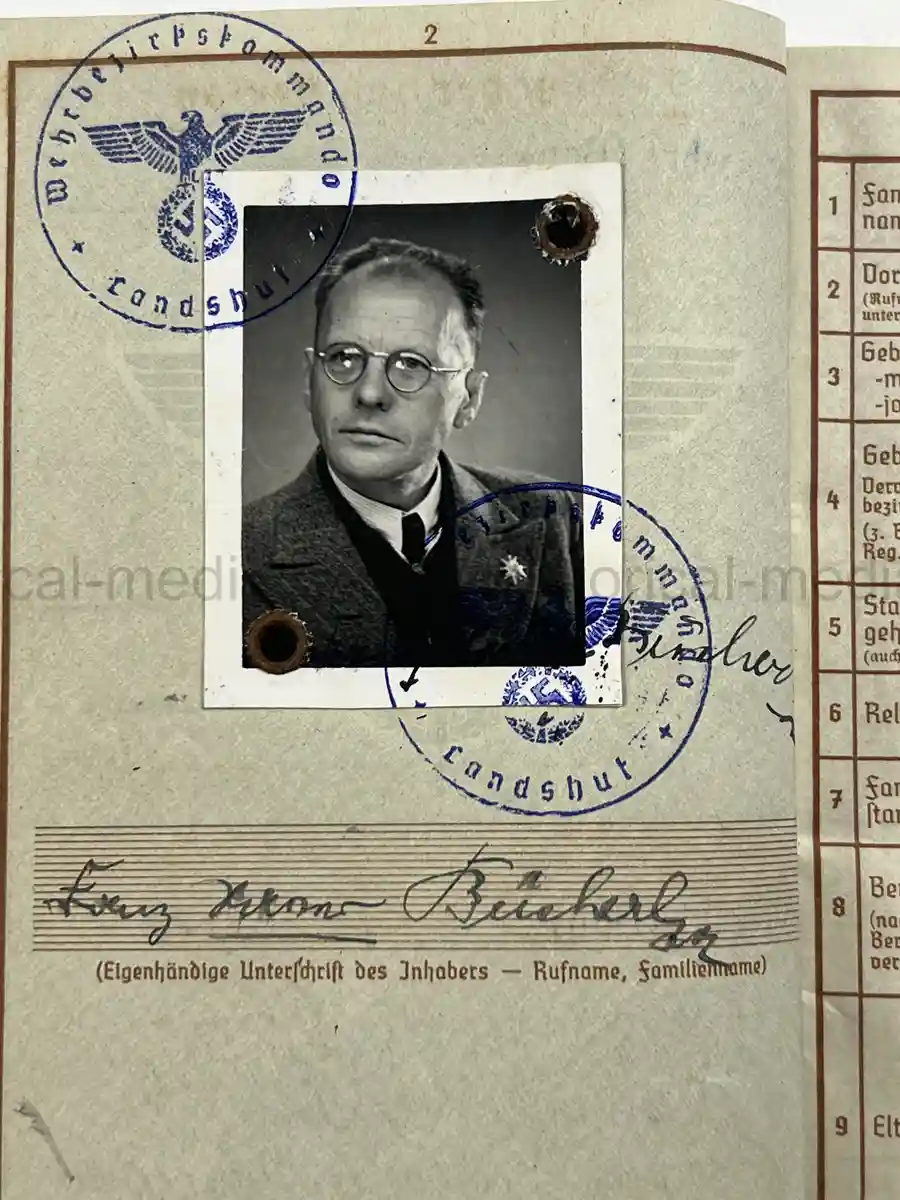 WEHRPASS – FRANZ XAVER BÜCHERL – FREIKORPS EPP / BAYERISCHE SCHÜTZENBRIGADE 21