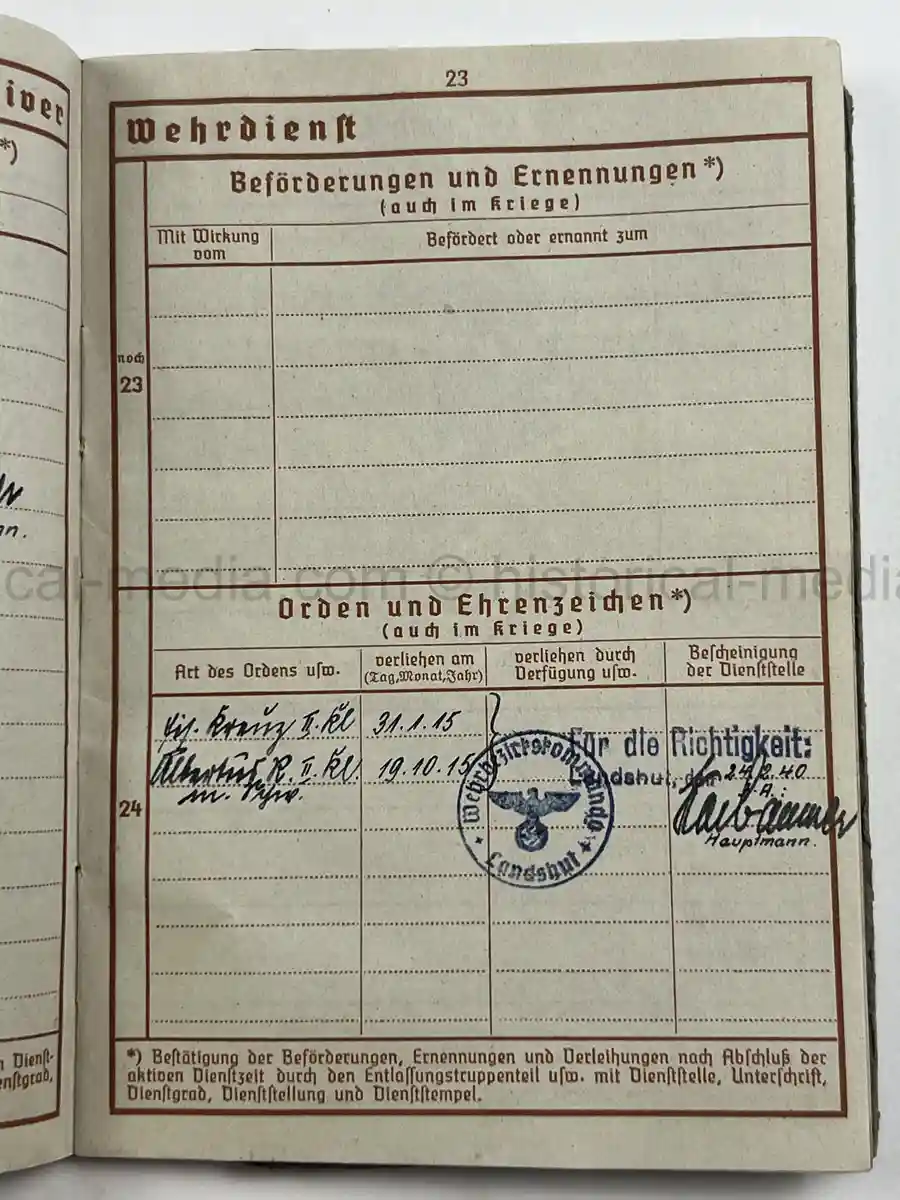 WEHRPASS – FRANZ XAVER BÜCHERL – FREIKORPS EPP / BAYERISCHE SCHÜTZENBRIGADE 21