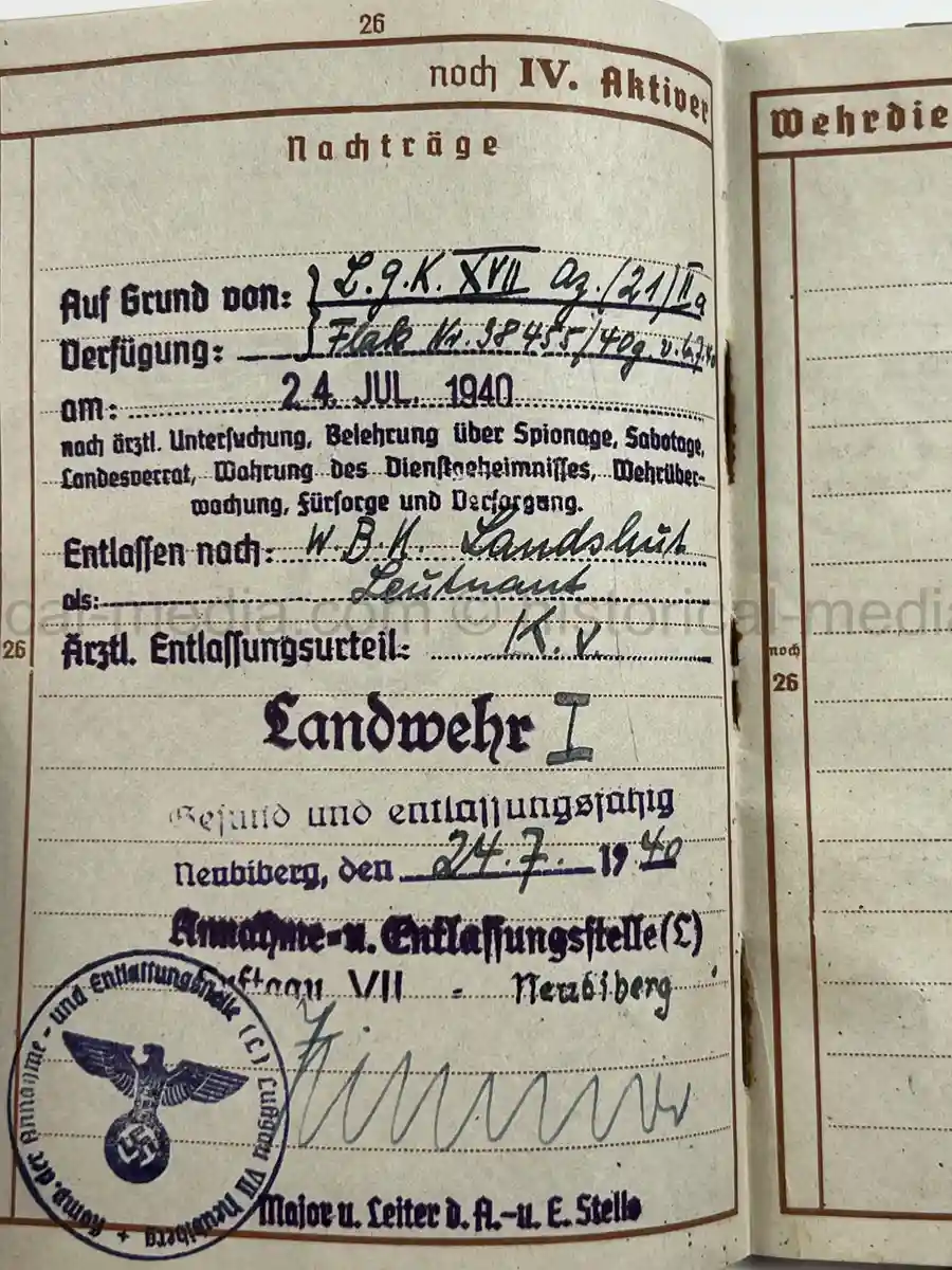WEHRPASS – FRANZ XAVER BÜCHERL – FREIKORPS EPP / BAYERISCHE SCHÜTZENBRIGADE 21