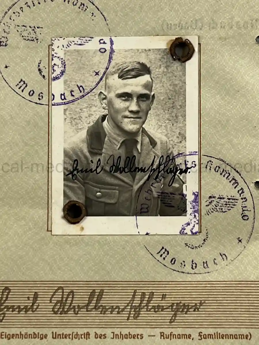 WEHRPASS – EMIL WOLLENSCHLÄGER – 17. INFANTERIE-DIVISION / 12. PANZER-DIVISION – KIA 2 OCTOBER 1943