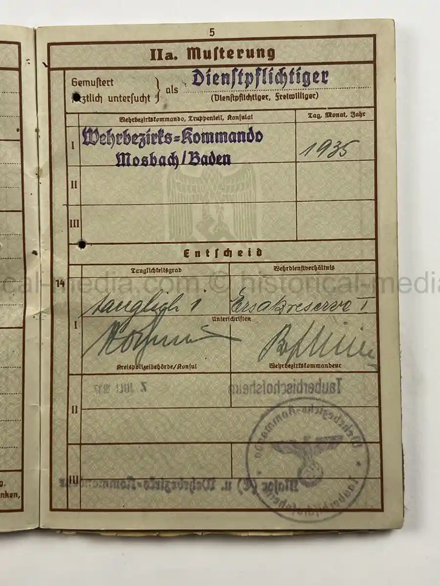 WEHRPASS – EMIL WOLLENSCHLÄGER – 17. INFANTERIE-DIVISION / 12. PANZER-DIVISION – KIA 2 OCTOBER 1943
