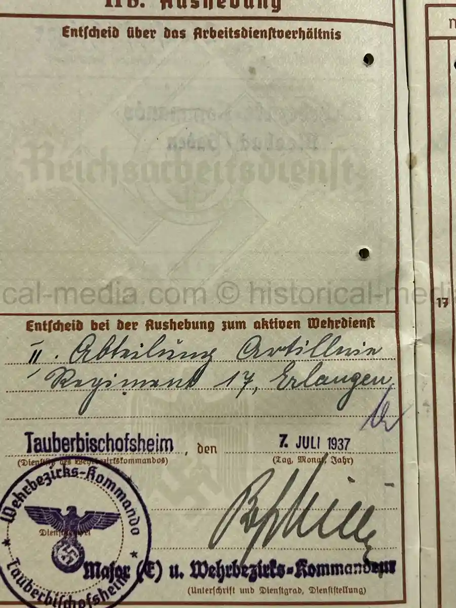 WEHRPASS – EMIL WOLLENSCHLÄGER – 17. INFANTERIE-DIVISION / 12. PANZER-DIVISION – KIA 2 OCTOBER 1943