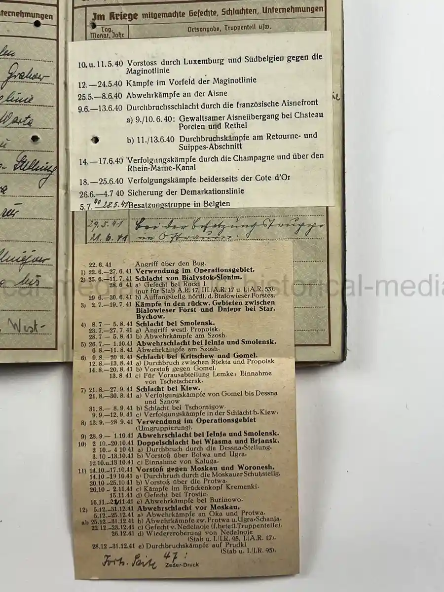 WEHRPASS – EMIL WOLLENSCHLÄGER – 17. INFANTERIE-DIVISION / 12. PANZER-DIVISION – KIA 2 OCTOBER 1943