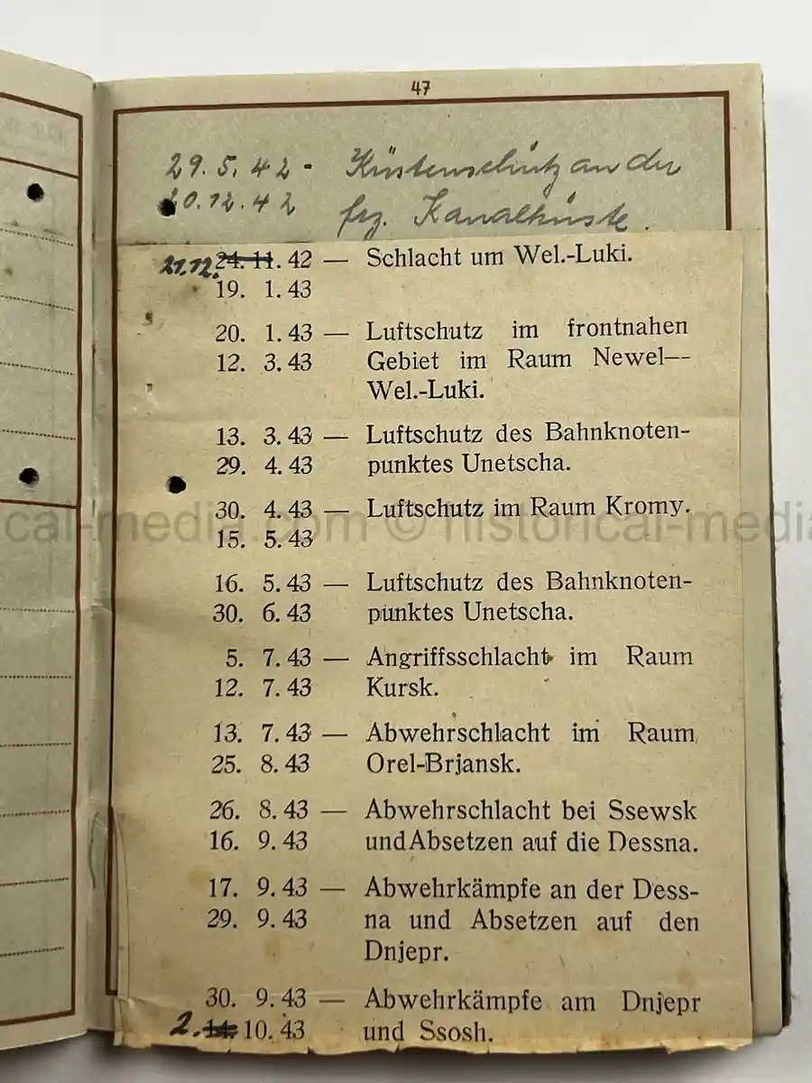 WEHRPASS – EMIL WOLLENSCHLÄGER – 17. INFANTERIE-DIVISION / 12. PANZER-DIVISION – KIA 2 OCTOBER 1943