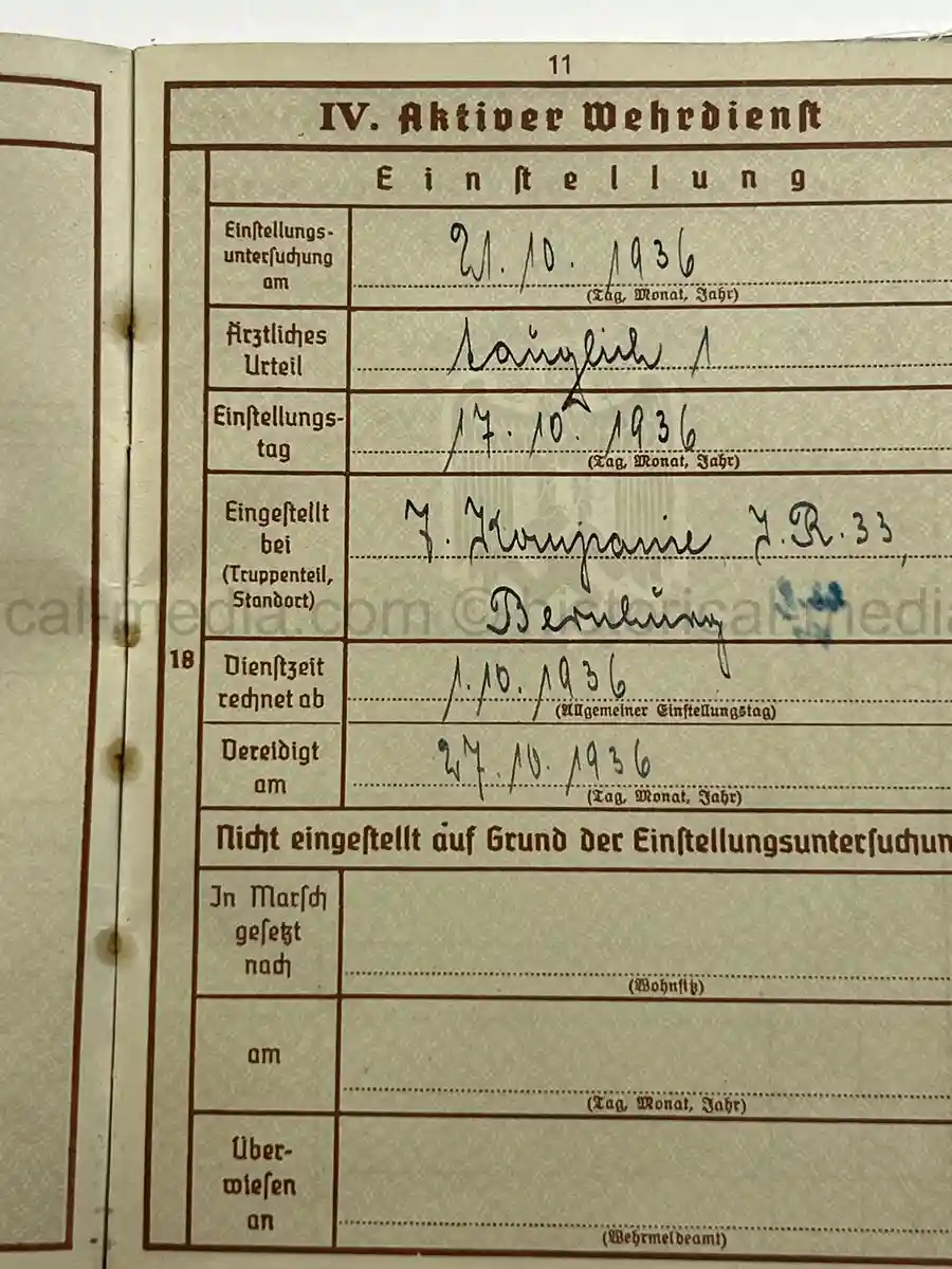 WEHRPASS - OBERSCHÜTZE HERBERT LAUE - INFANTERIE-REGIMENT (MOT.) 33 - 4. PANZER-DIVISION – POLAND, FRANCE, RUSSIA - KIA 22 AUGUST 1941
