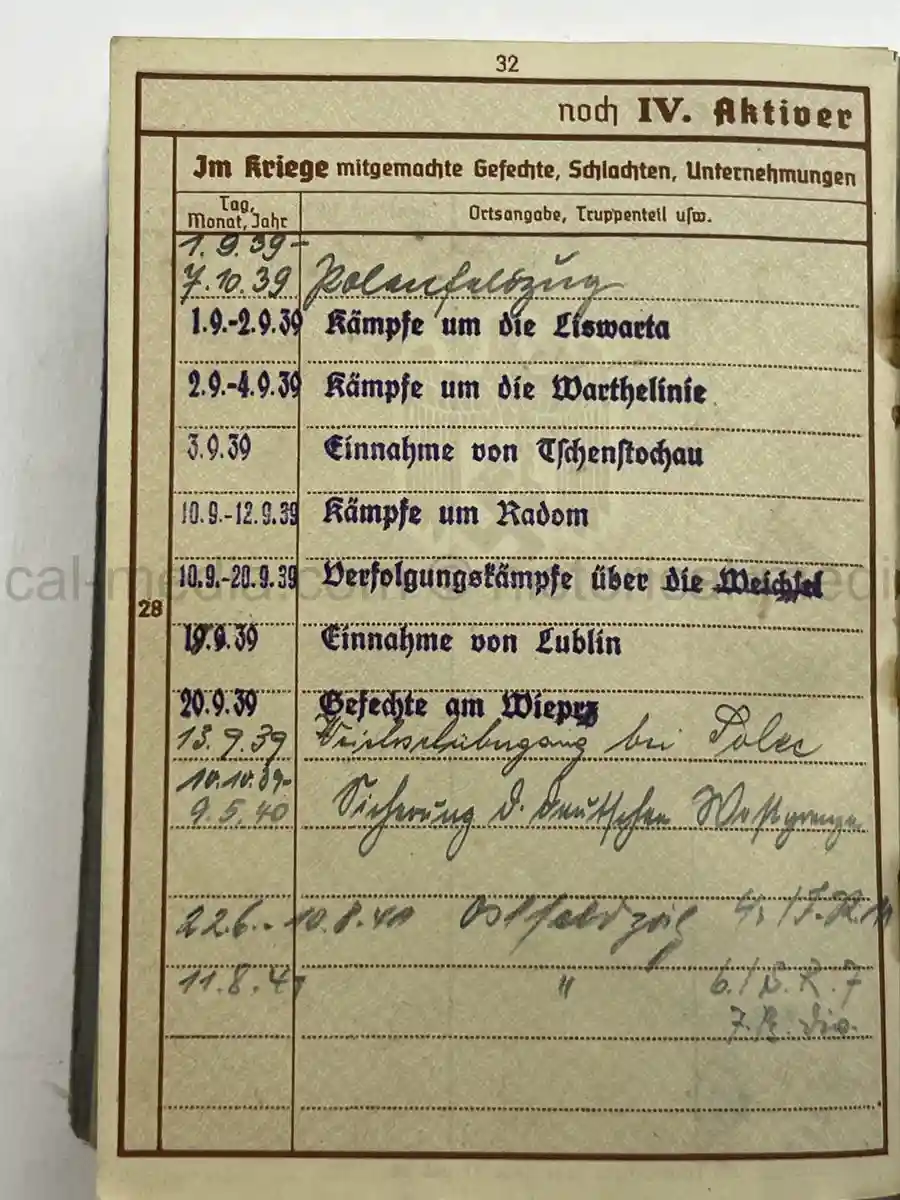 WEHRPASS - OBERSCHÜTZE HERBERT LAUE - INFANTERIE-REGIMENT (MOT.) 33 - 4. PANZER-DIVISION – POLAND, FRANCE, RUSSIA - KIA 22 AUGUST 1941