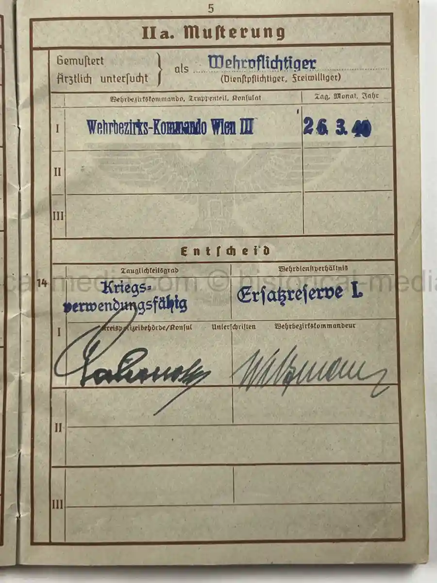WEHRPASS – JOHANN ZAHRADKA – AOK 12 - POLAND, FRANCE, BALKAN CAMPAIGNS