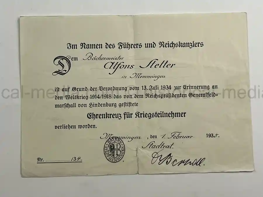 WEHRPASS – ALFONS STETTER – 1. GEBIRGS-DIVISION – POLAND CAMPAIGN – HINDENBURG CROSS URKUNDE
