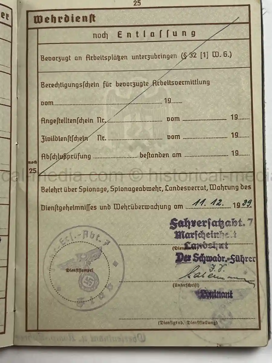 WEHRPASS – ALFONS STETTER – 1. GEBIRGS-DIVISION – POLAND CAMPAIGN – HINDENBURG CROSS URKUNDE