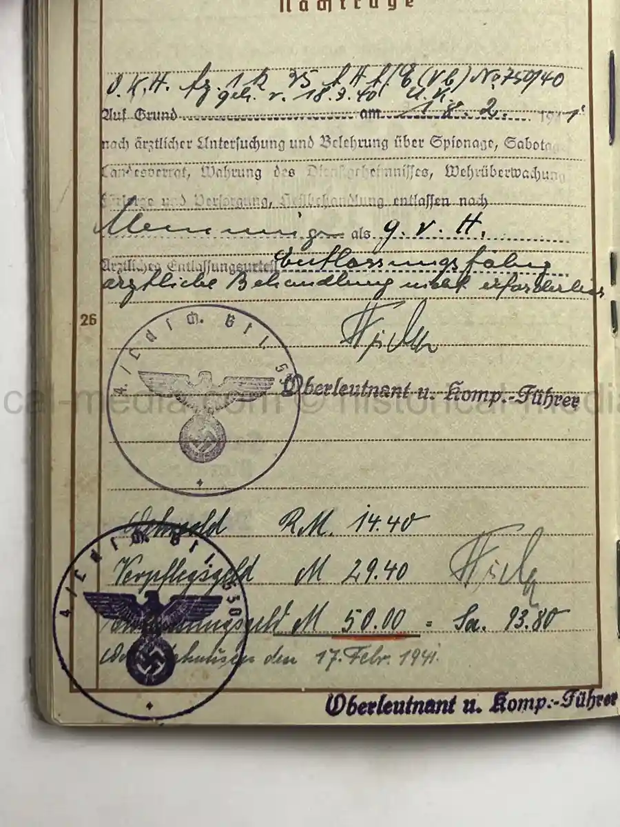 WEHRPASS – ALFONS STETTER – 1. GEBIRGS-DIVISION – POLAND CAMPAIGN – HINDENBURG CROSS URKUNDE