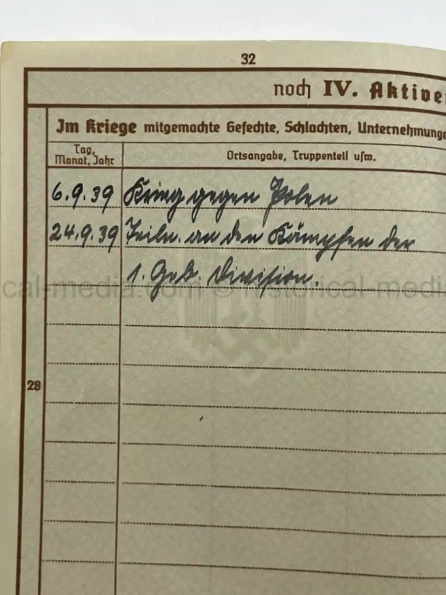 WEHRPASS – ALFONS STETTER – 1. GEBIRGS-DIVISION – POLAND CAMPAIGN – HINDENBURG CROSS URKUNDE