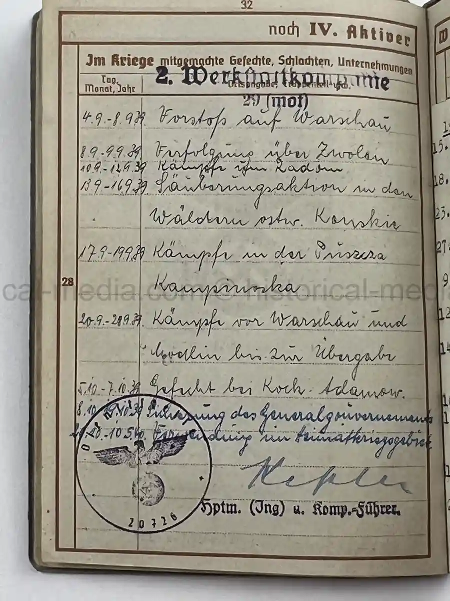 WEHRPASS – WALTER PFETZING – 29. INFANTERIE-DIVISION “FALKE” / 4. KAVALLERIE-DIVISION – POLAND, FRANCE & LATE-WAR EASTERN FRONT SERVICE