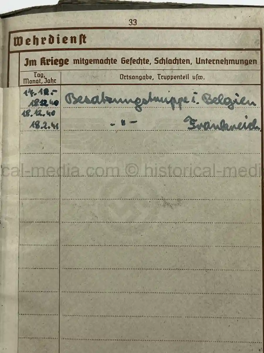 WEHRPASS – WALTER PFETZING – 29. INFANTERIE-DIVISION “FALKE” / 4. KAVALLERIE-DIVISION – POLAND, FRANCE & LATE-WAR EASTERN FRONT SERVICE
