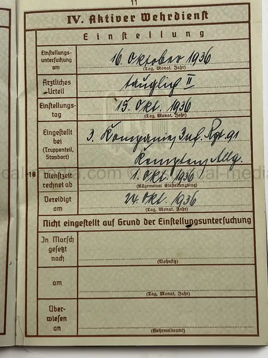 WEHRPASS – HEINRICH FREUND – 10. INFANTERIE-DIVISION – POLAND - KIA – BATTLE OF THE BZURA