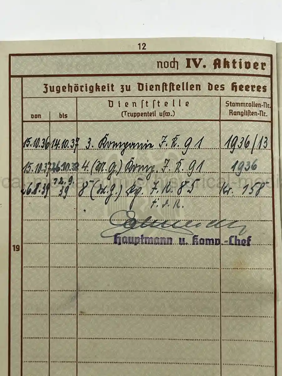 WEHRPASS – HEINRICH FREUND – 10. INFANTERIE-DIVISION – POLAND - KIA – BATTLE OF THE BZURA
