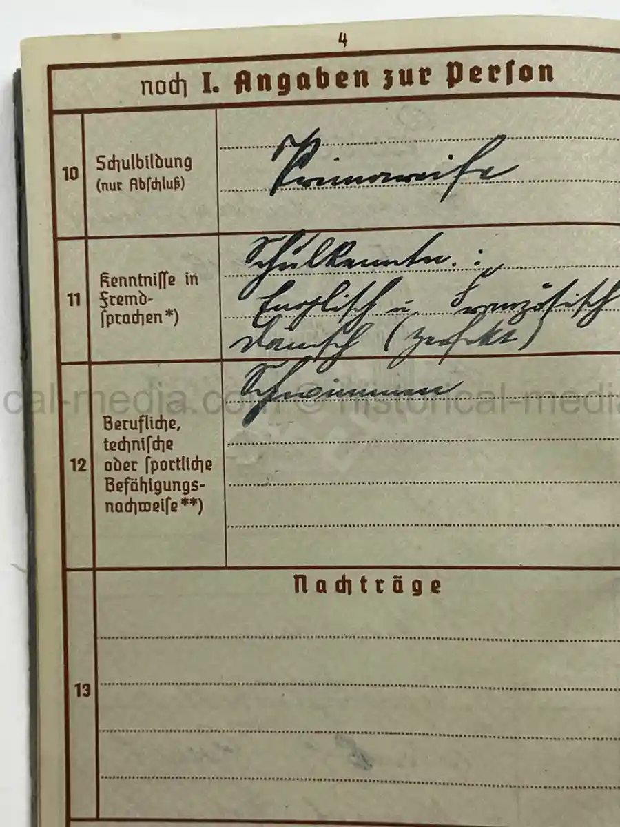WEHRPASS – WALTER PETERSEN – 30. INFANTERIE-DIVISION – POLAND CAMPAIGN WIA + SIGNALS SERVICE - DENMARK & NORWAY - NARVIK