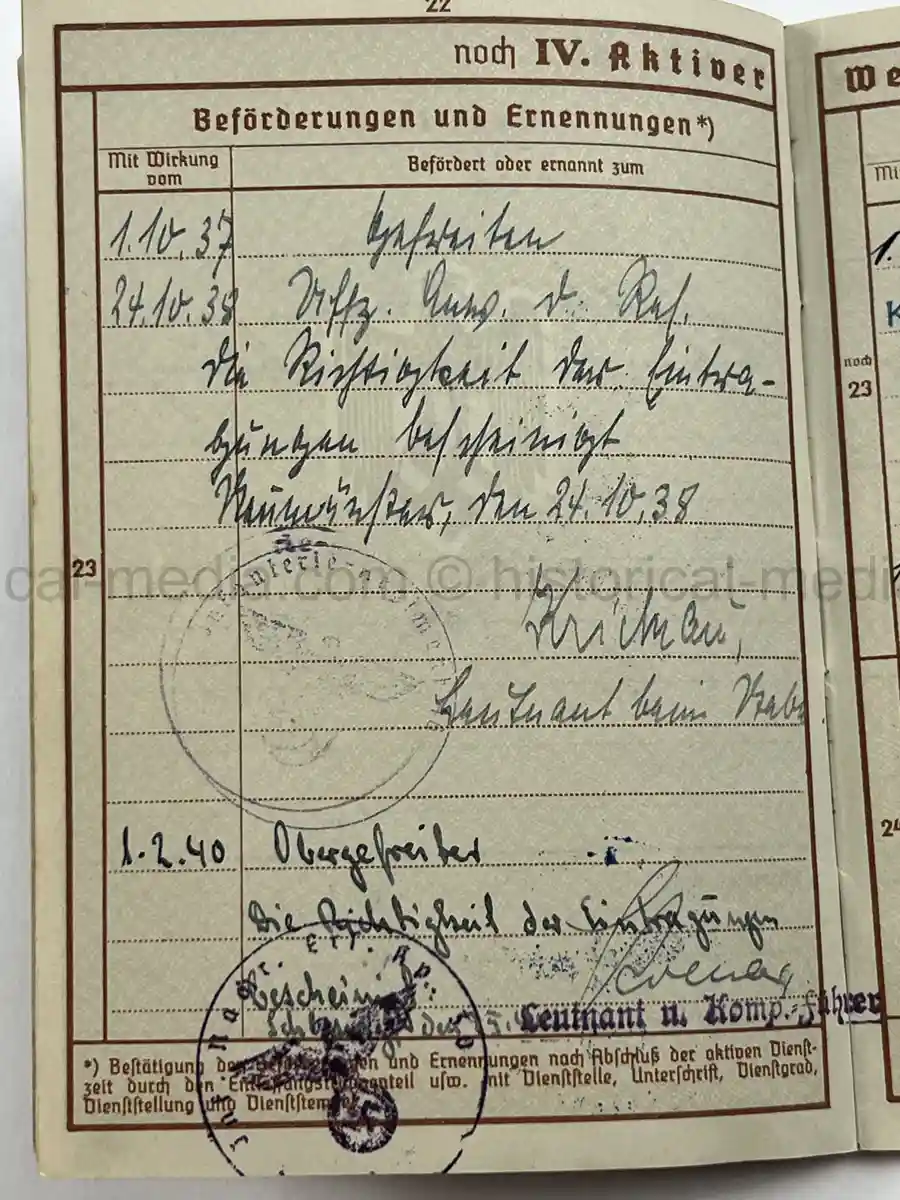WEHRPASS – WALTER PETERSEN – 30. INFANTERIE-DIVISION – POLAND CAMPAIGN WIA + SIGNALS SERVICE - DENMARK & NORWAY - NARVIK