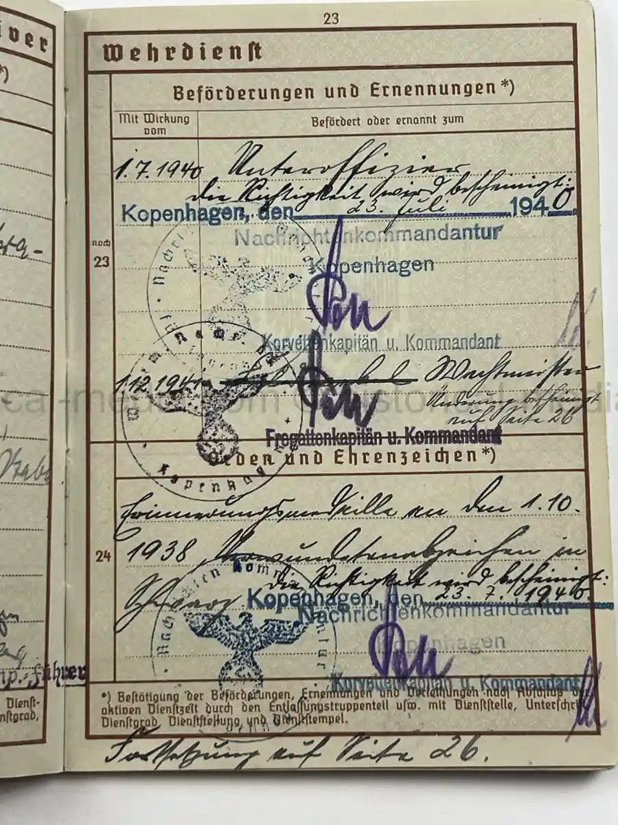 WEHRPASS – WALTER PETERSEN – 30. INFANTERIE-DIVISION – POLAND CAMPAIGN WIA + SIGNALS SERVICE - DENMARK & NORWAY - NARVIK
