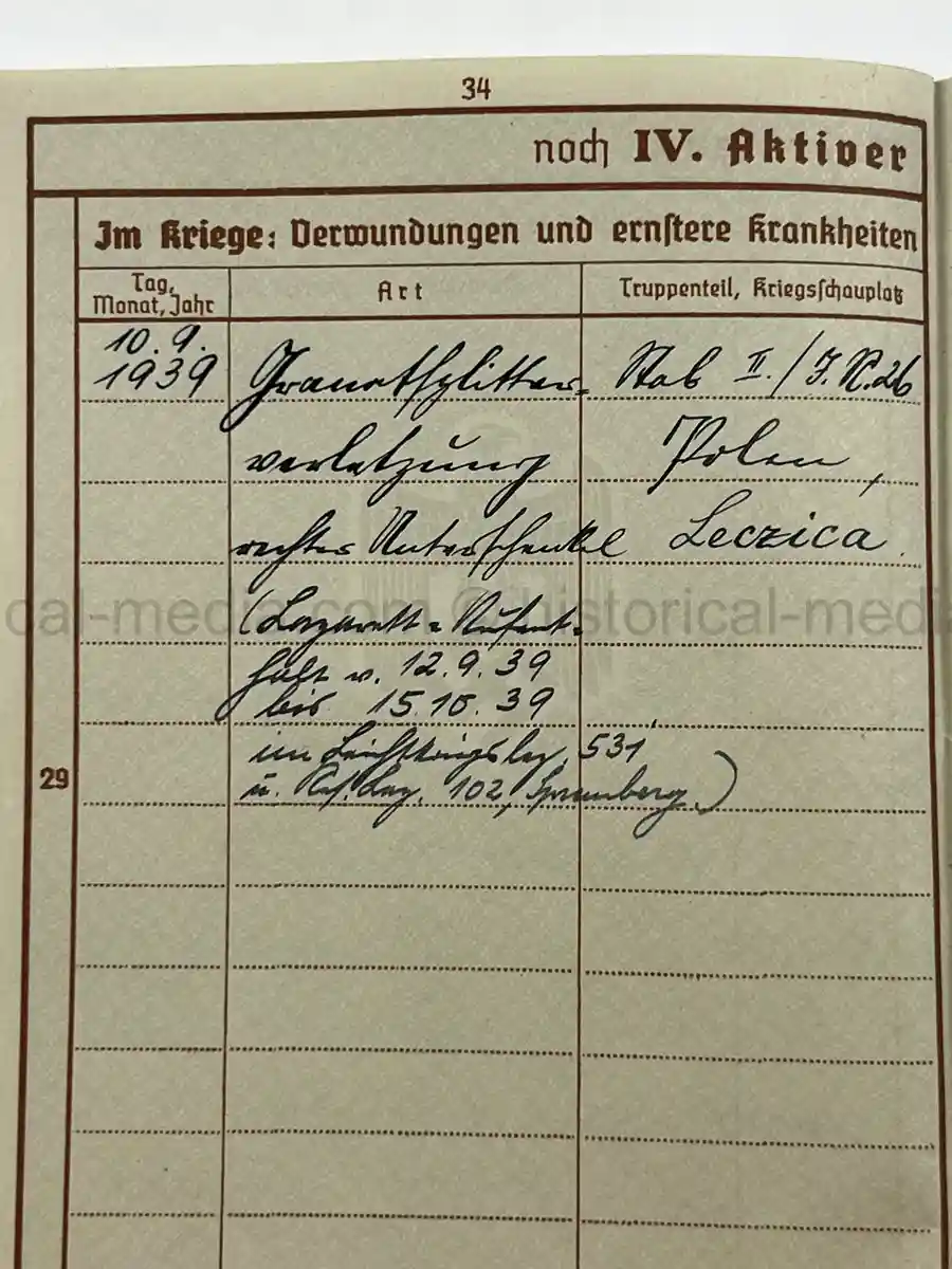 WEHRPASS – WALTER PETERSEN – 30. INFANTERIE-DIVISION – POLAND CAMPAIGN WIA + SIGNALS SERVICE - DENMARK & NORWAY - NARVIK